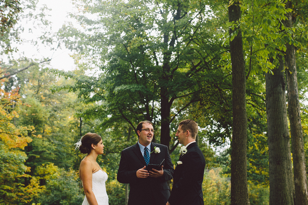 outdoor wedding ceremony in the fall